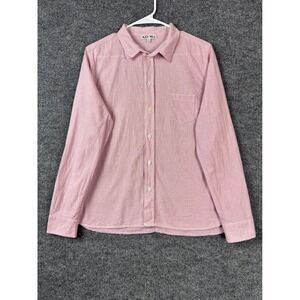 Alex Mill Shirt Womens Large Red White Micro Stripe Cotton Button Down